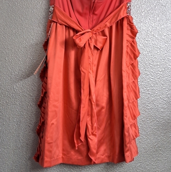 NWT Sequin Hearts Orange Strapless Ruffled Mini Dress Size 7 - Picture 5 of 7
